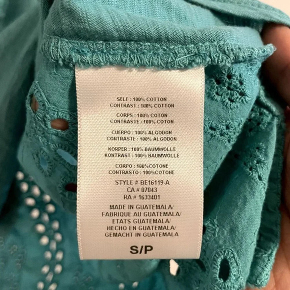 NWT Eri + Ali Lucie Eyelet Tank Anthropologie Size S V Neck Sleeveless Blue - Picture 8 of 14